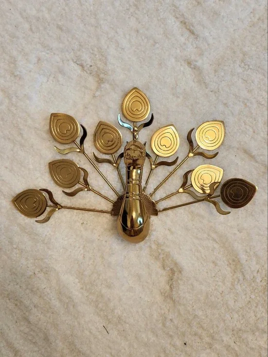 Brass Peacock Wall Decor/Necklace Holder