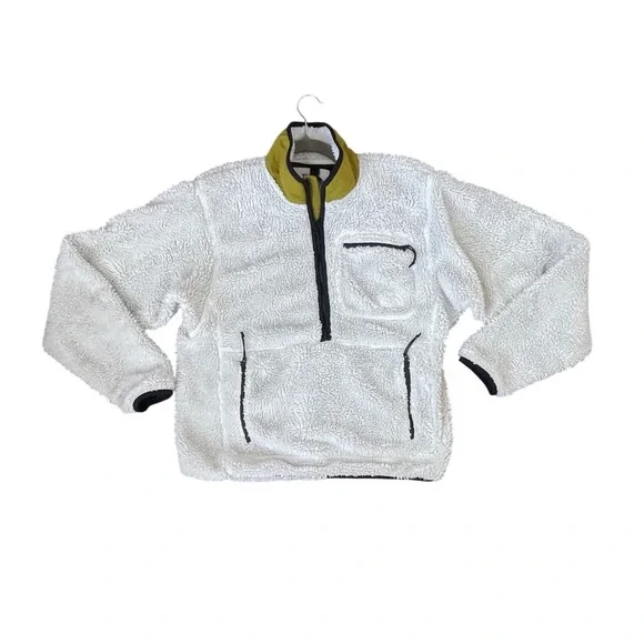 The North Face Mens‎ White Sherpa Fleece Quarter Zip Pullover NF0A7URN Small