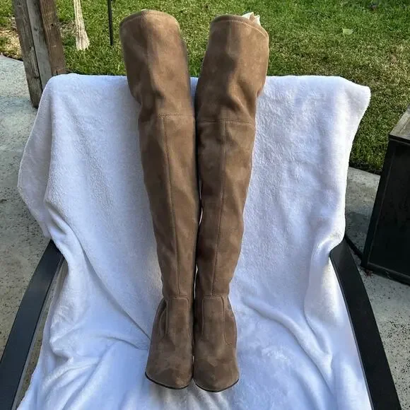 Steve Madden Rocking Taupe Faux Suede Over Knee Boots Women's 8.5
