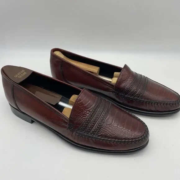 NWOB STUART McGUIRE Burgundy Croc Print  Braided‎ Loafers Sz 9.5 New Without Box