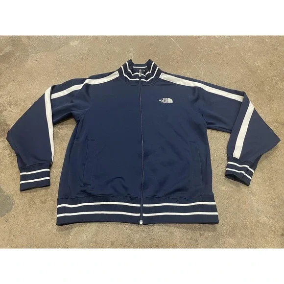 The North Face Track Jacket Mens Medium Blue‎ Flight Series Full Zip Striped