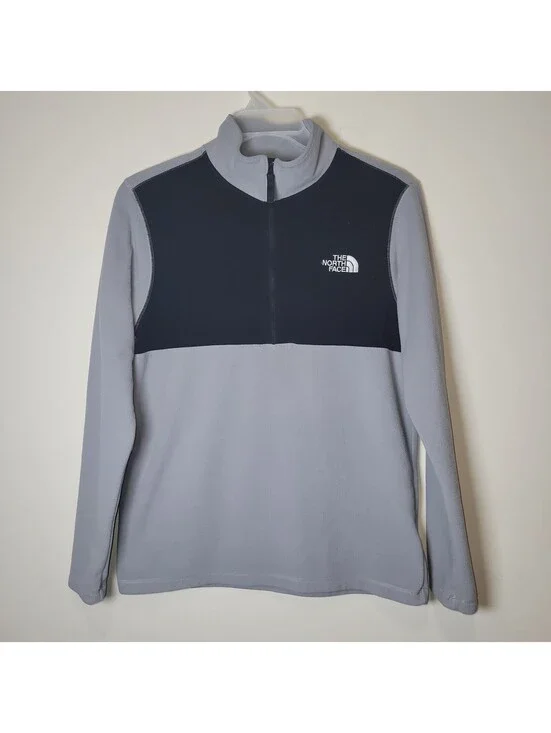The North Face Men's S Small Gray Black 1/4 Zip Fleece Pullover Jacket Outdoor