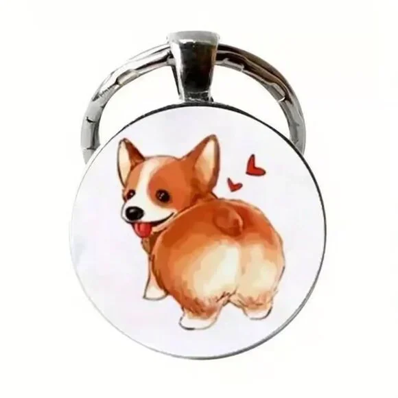 Stainless Steel CORGI Dog Keyring Keychain Accessory