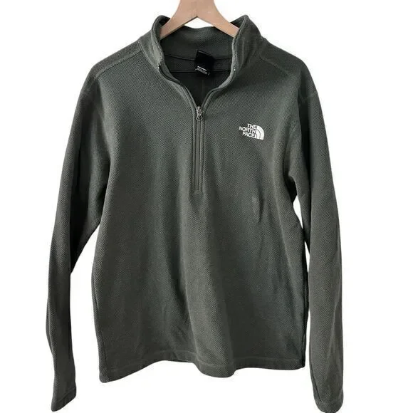 The North Face Green Textured Waffle Quarter-Zip‎ Pullover Fleece – Size L