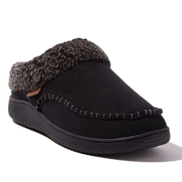 Dearfoams Men's Marshall Microsuede Moccasin Toe Clog House Shoe Slipper