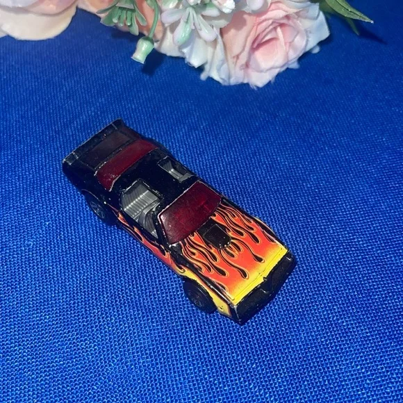 Hot Wheels T Top Pontiac Firebird Black Car Orange Red Flames Thailand Toy Car