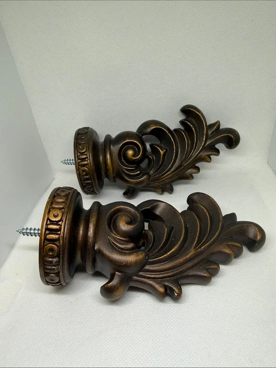 Antique Bronze Finials - Decorative Pair- set of 2- resin with attached screws