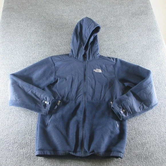 The North Face Jacket Boys XL Blue Hooded Fleece Full Zip Outdoor Hiking Trail