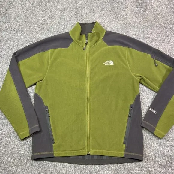 The North Face Windwall Jacket Mens Medium Green Fleece Full Zip Outdoor Hiking