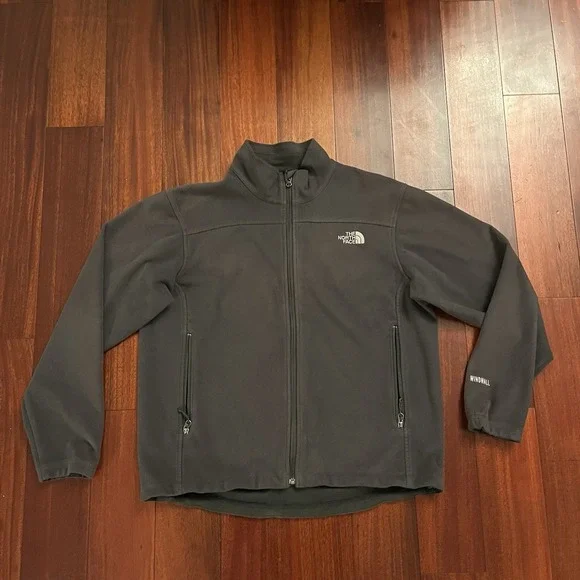 The North Face Jacket Men Large Gray Windwall Softshell Fleece Lined Full Zip *