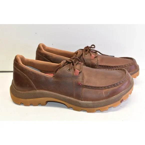 Twisted X Leather Driving Mocs Brown Men 10.5 Lug Soles Boat Shoes Casual NWOT
