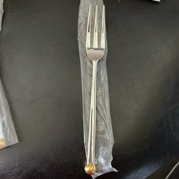 New Sasaki Orbit GOLD Glossy Spherical Flatware Ward Bennet Design Dinner Fork