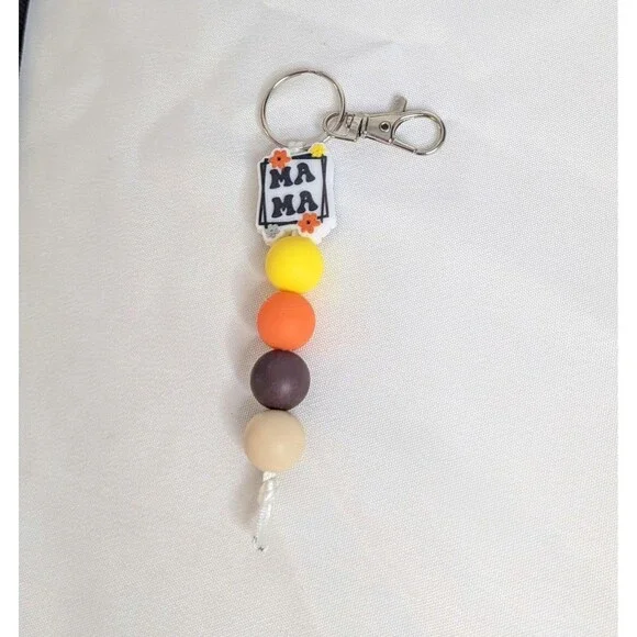 Handmade Silicone Bead Keychain/Bag Charm - Mama