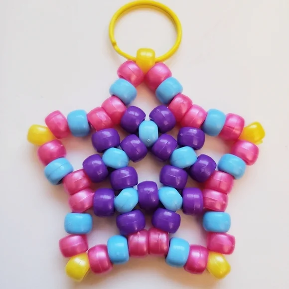 Handmade Turquoise Purple Metallic Pink Yellow Stretchy Kandi Star Keychain