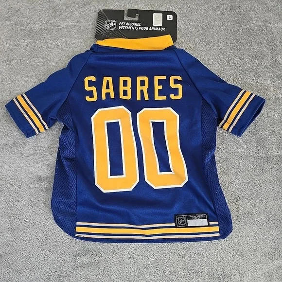 Buffalo Sabers Hockey Jersey Dogs Large Blue NHL Licensed‎ Authentic Sportswear