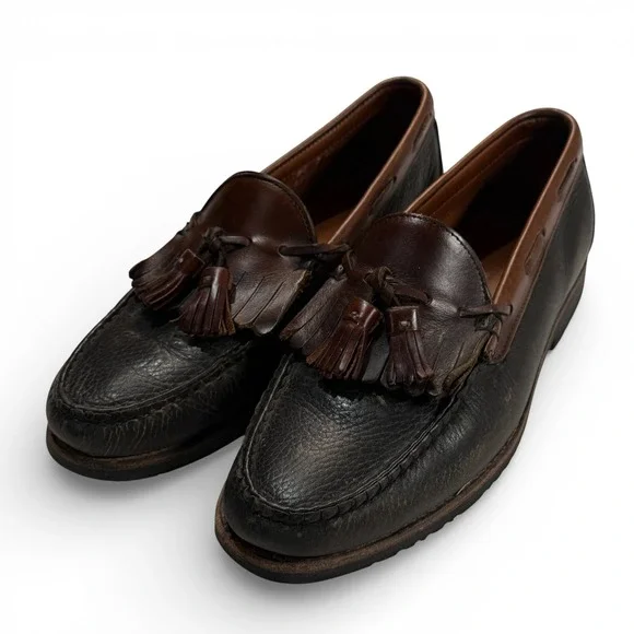 Allen Edmonds‎ Nashua Men 8.5 D Pebbled Leather Kiltie Tassel Loafers Brown