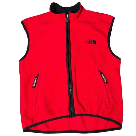 The North Face Vintage 90's Polartec Fleece Vest Red Full Zip Mens Small 96609