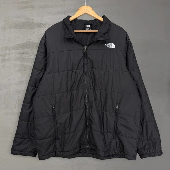 The North Face Puffer Jacket Black Quilted Full Zip Insulated Men's XXL