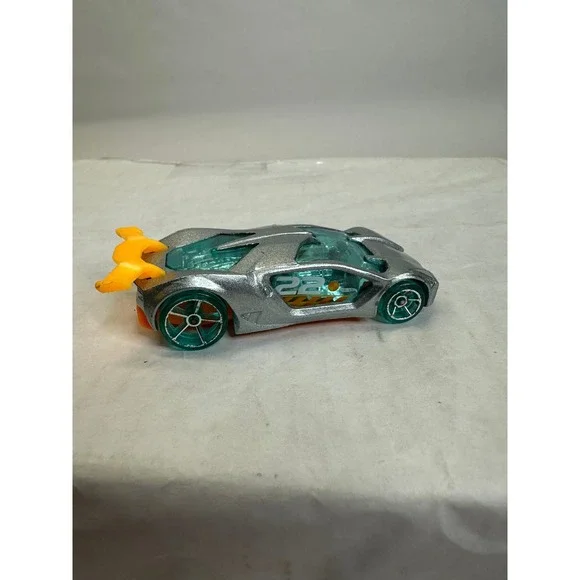 Hot Wheels Impavido Custom Diecast‎ Toy Car Silver Orange Spoiler Teal Wheels