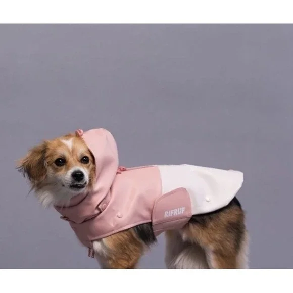 RIFRUF‎ Pink/White Stormhunter Dog Raincoat, Sakura, 8 (XS)