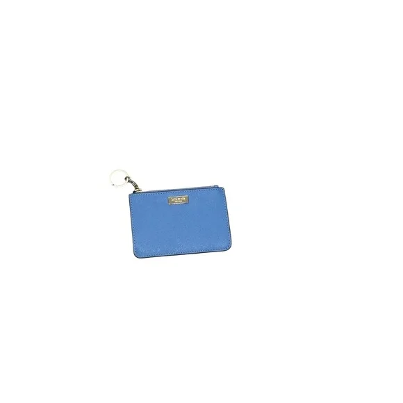 Kate Spade New York Blue Colorblock Saffiano Leather Card Holder Keychain Zipper
