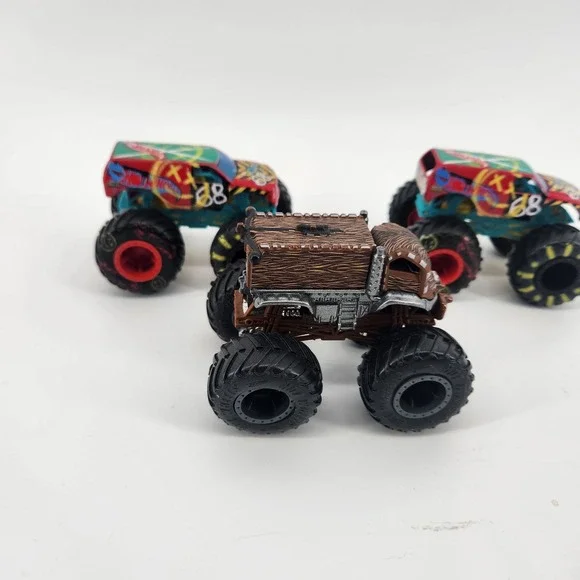 Hot Wheels Monster Trucks Lot of 3 Star Wars Chewbacca & Demo Derby 1:64 Scale