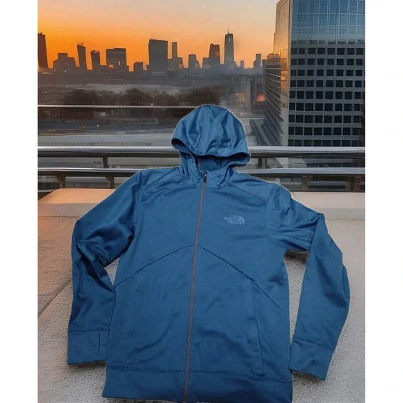 The North Face Full Zip Hoodie Mens Medium Blue Excellent Mountain Athletics