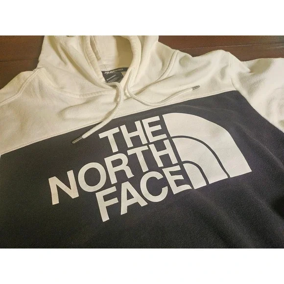 The North Face Hoodie Men Large Black White Colorblock Logo Sweatshirt
