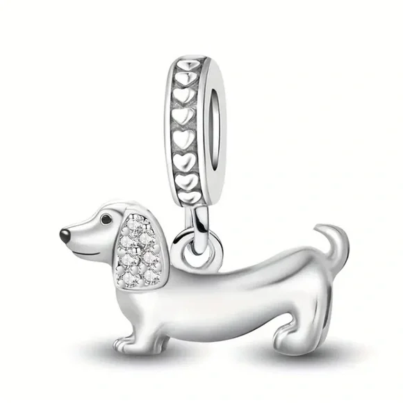 Silver Dachshund Dog Charm Pendant
