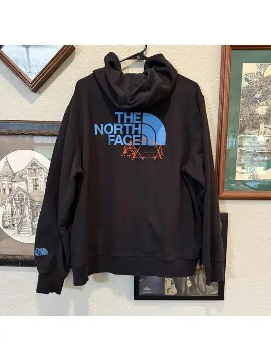 Vintage 90s RARE The North Face Mens Black Designer Camping‎ Hoodie Size XL
