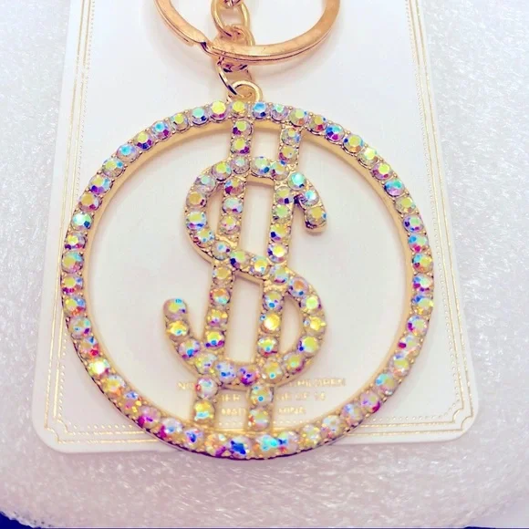 Purse Charm Key Chain Crystals Iridescent