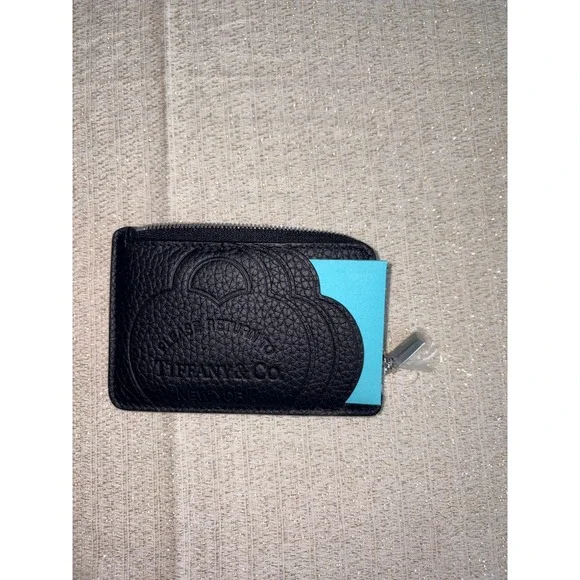 Tiffany & Co Card Case coin purse Black new Return to Tiffany Pebbled Leather