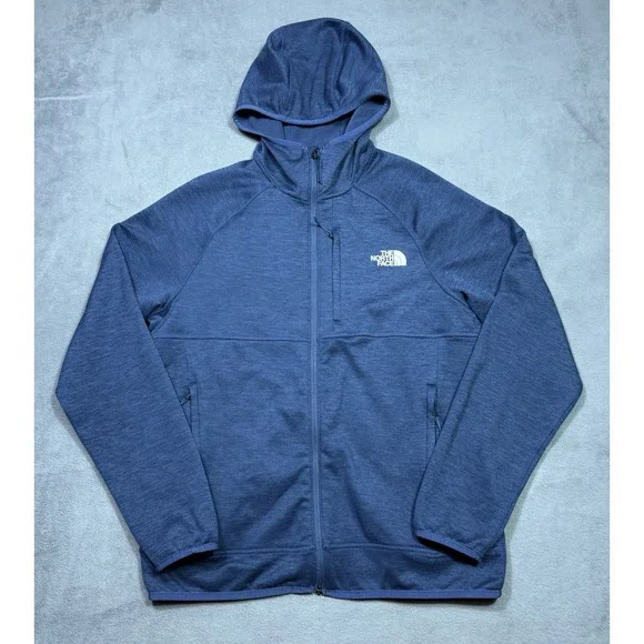 The North Face Hoodie Mens M Canyonlands Full Zip Fleece Navy Heathered Hiking