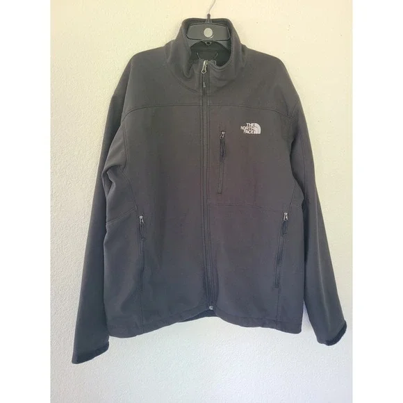 The North Face Mens Apex Bionic Softshell Jacket Black Full Zip L Windproof #24