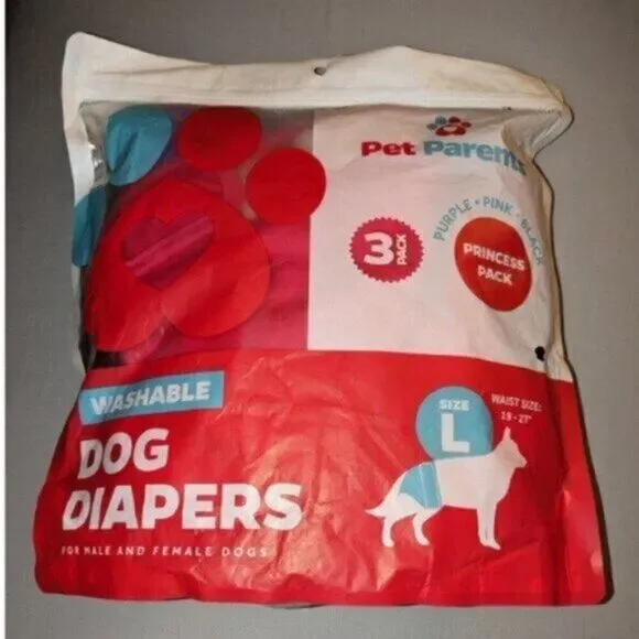 Pet Parents Washable Dog Diapers Princess 3 pk Large 19 - 27