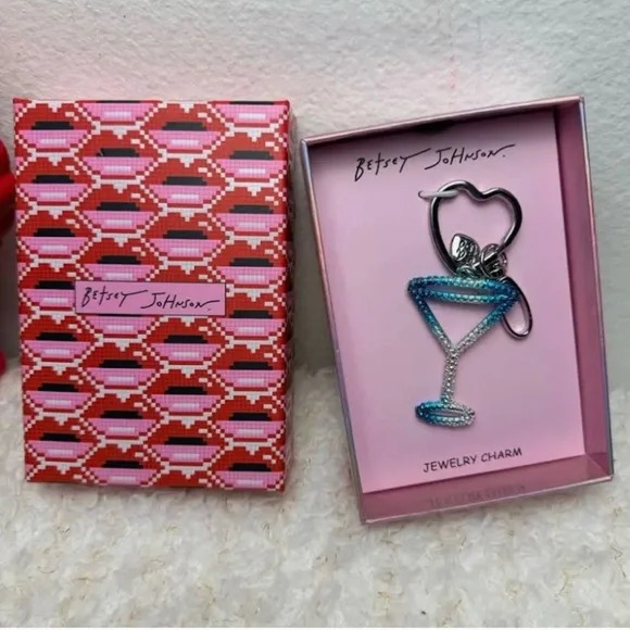 Betsey Johnson Blue & Silver Ombre open Frame Martini Bag Charm/Key Ring