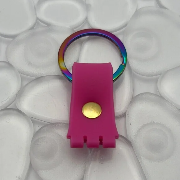 Pink & Rainbow Swatch Keychain - fits Gent Swatch watch