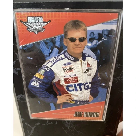 Jeff Burton 2001 High Gear Wheels Trading Card Black Marble Display Case
