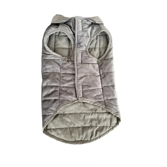 Weighted Quilted Dog Vest Gray Plush Calming Pet Jacket Glass Bead Fill RN100350