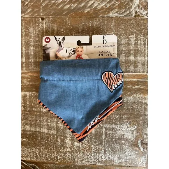 Dog Bandana &‎ Collar set- Ellen Degeneres Tiger stripe bandana  set size Medium