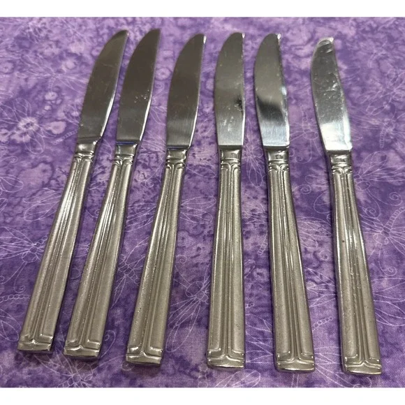 Wallace WAS244 Stainless Steel Flatware Solid Dinner Knife Knives Set Of‎ 6