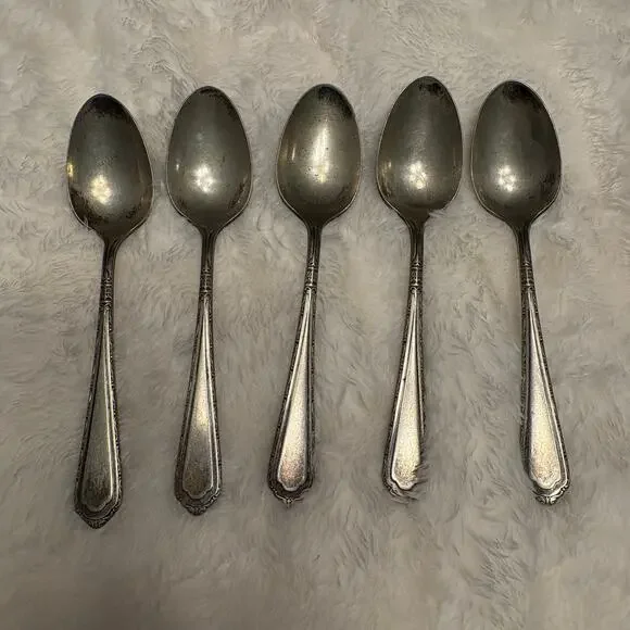 Vintage Cromwell Silver Plate Set Set 5 Spoons 6