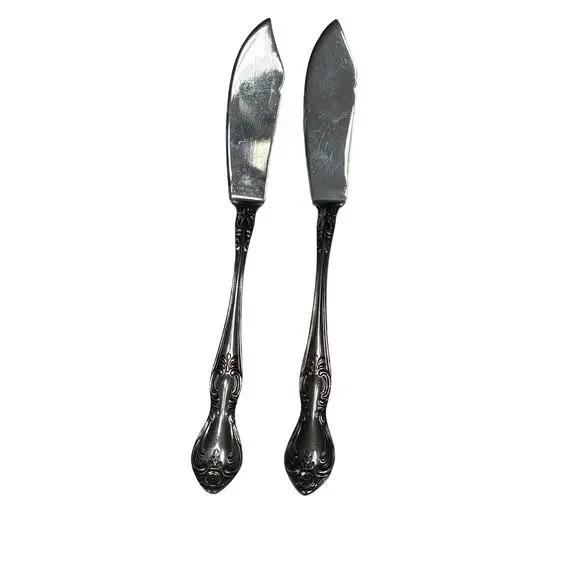 Vintage Easterling Valhalla Stainless Steel Two Butter Knife Knives Set 2 Japan