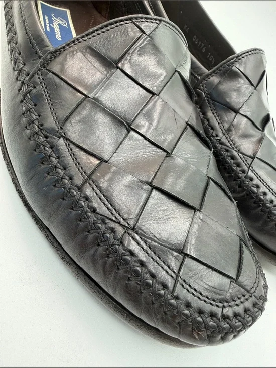 BRAGANO COLE HAAN sz10.5 Woven Italian Leather Slip-On Loafers Made in Italy