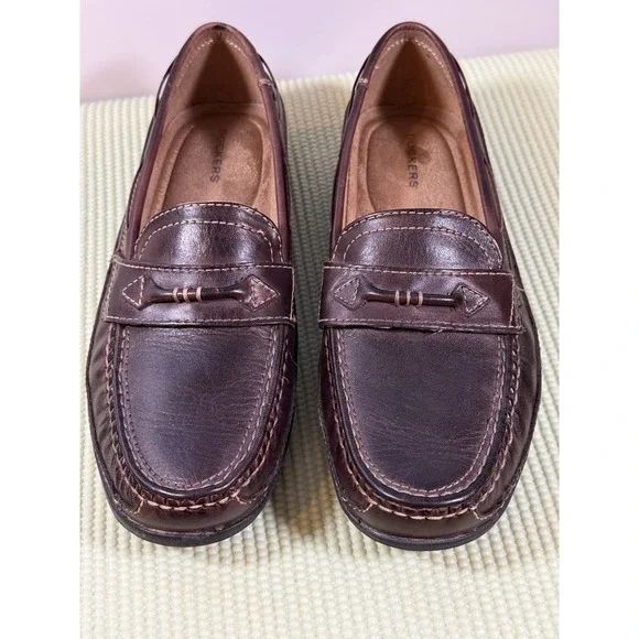 Dockers Men's Brown Leather Penny Loafers 8.5M Classic Comfy Preppy Work Dressy