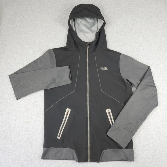 The North Face Hoodie Mens S Black Grey Full Zip Technical Jacket Thumbholes