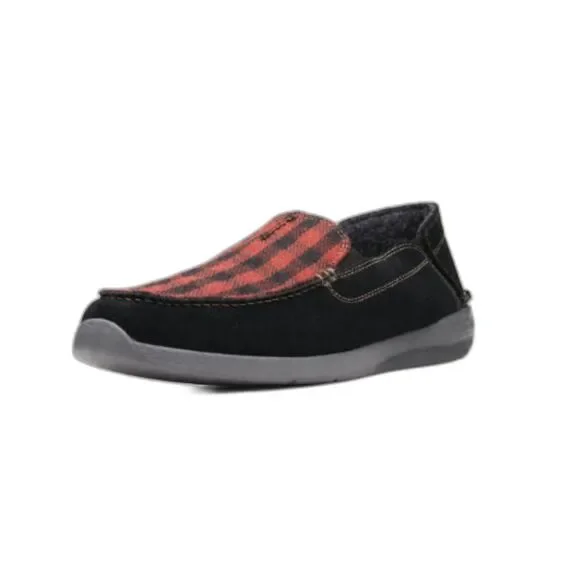 Clarks Mens 7.5  Gorwin Step Sneakers in Black Suede Buffalo Plaid NWT
