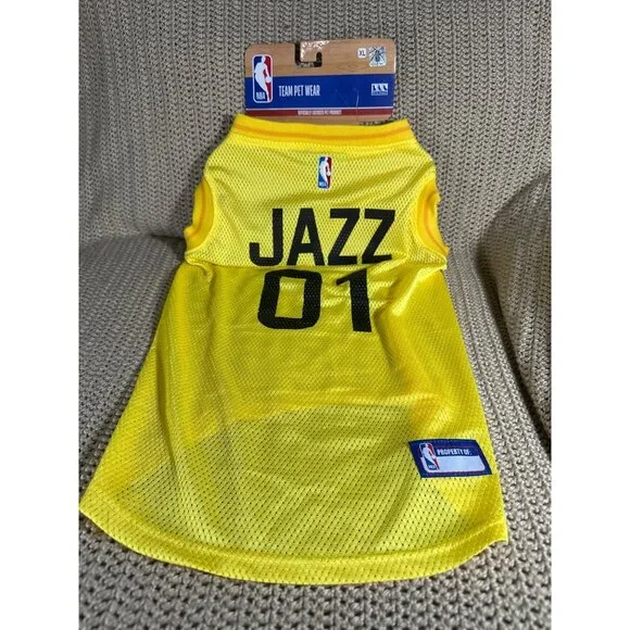 NBA Licensed Yellow Jazz 01 Pet Mesh Jersey Shirt Dog XL