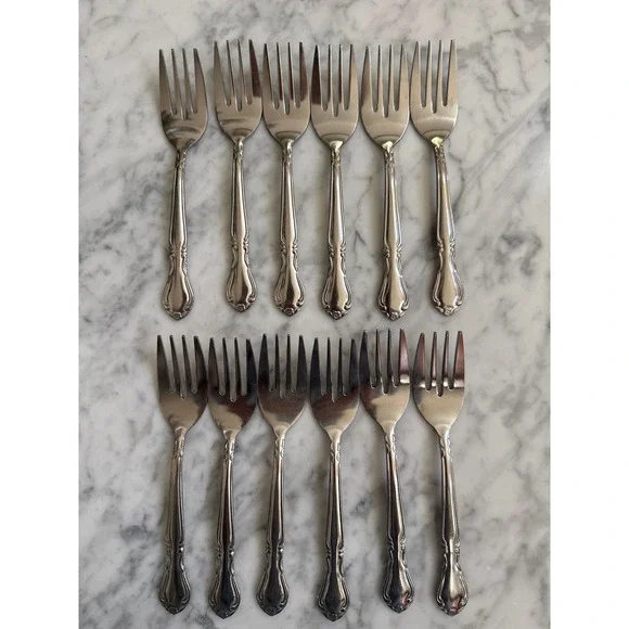 Thunder Group Inc Rose Pattern Stainless Steel Salad Forks Set of 12 Thailand