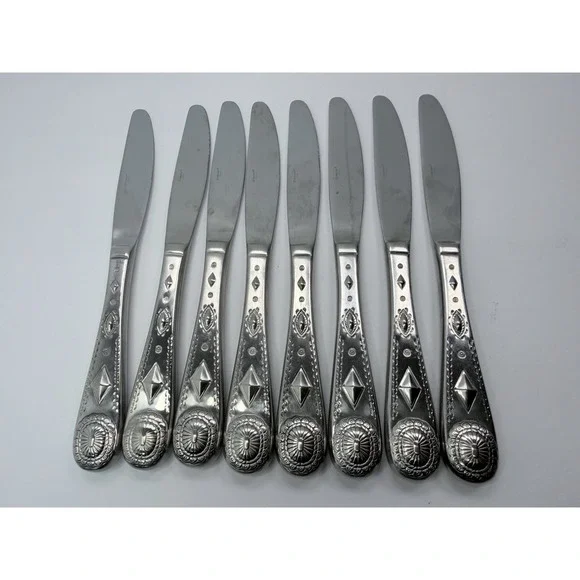 Wallace TAOS 18/10 Stainless Steel Flatware Dinner Knives Lot of 8 Southwest